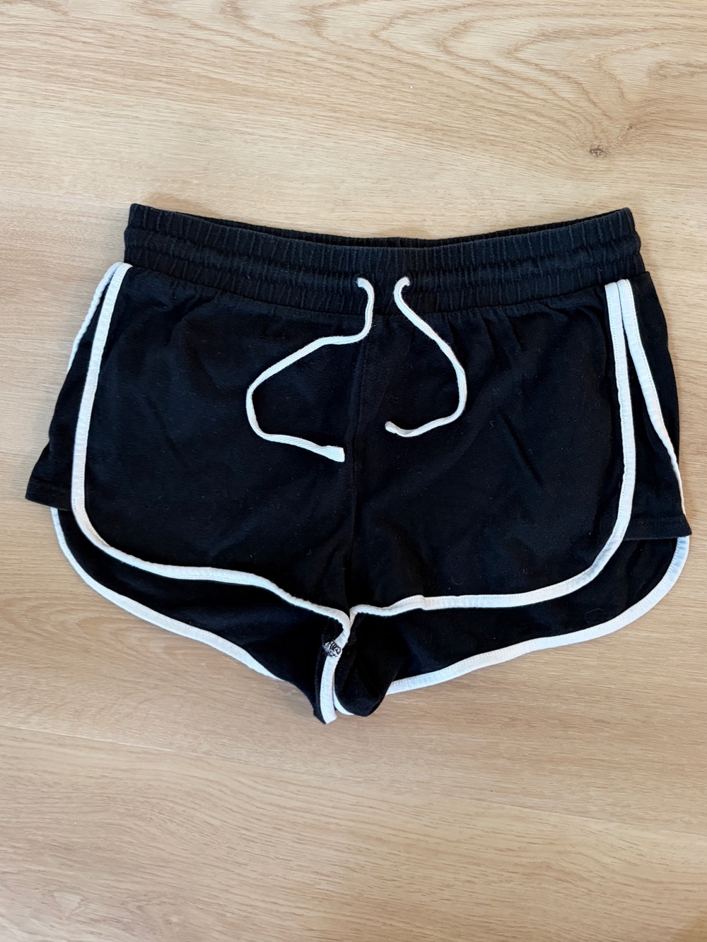 Top Shop Black Women's Athletic Shorts with White Trim - Size 6